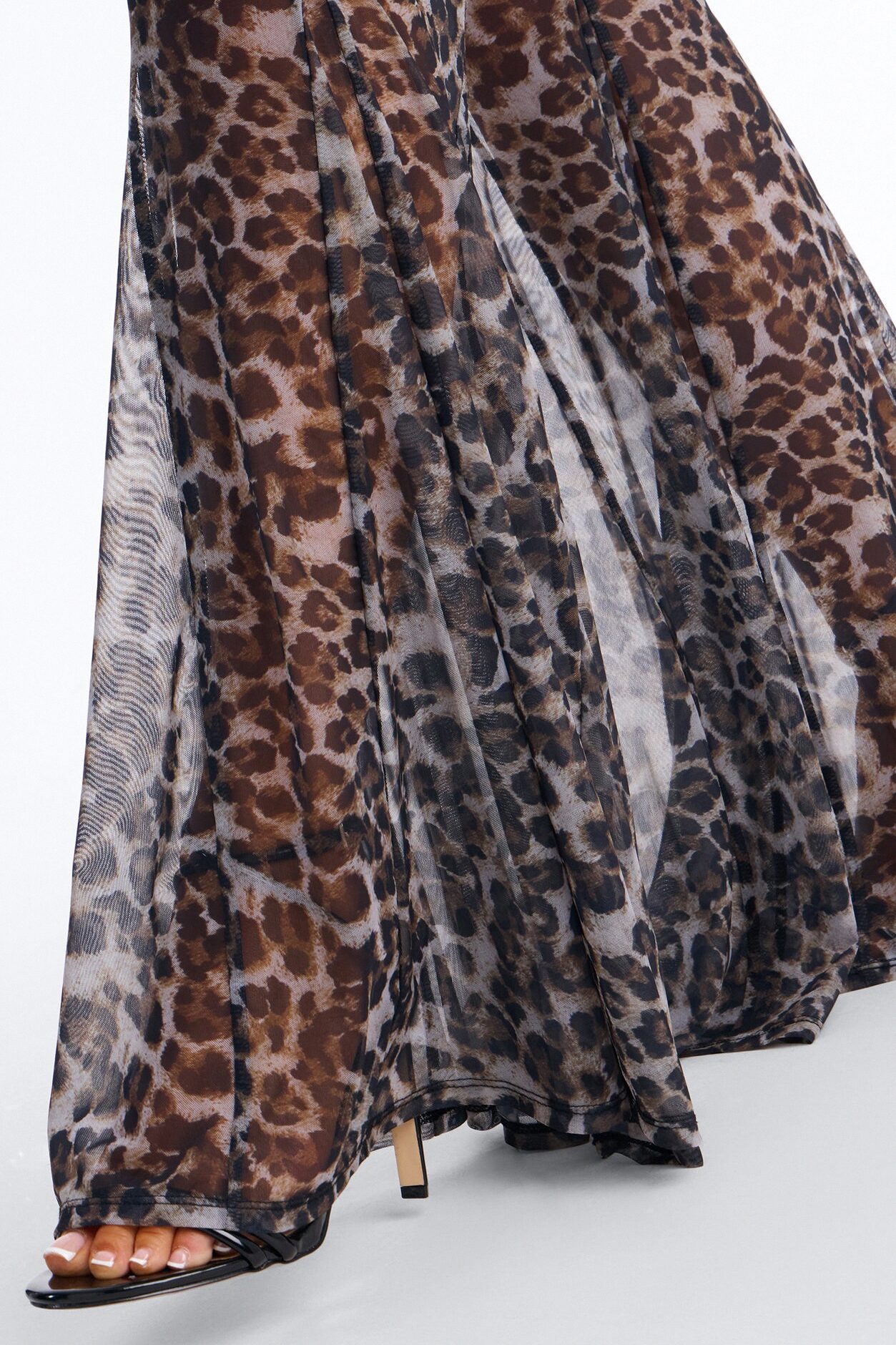 Talk Nice to Me Flared Leopard Mesh Pant - Leopard