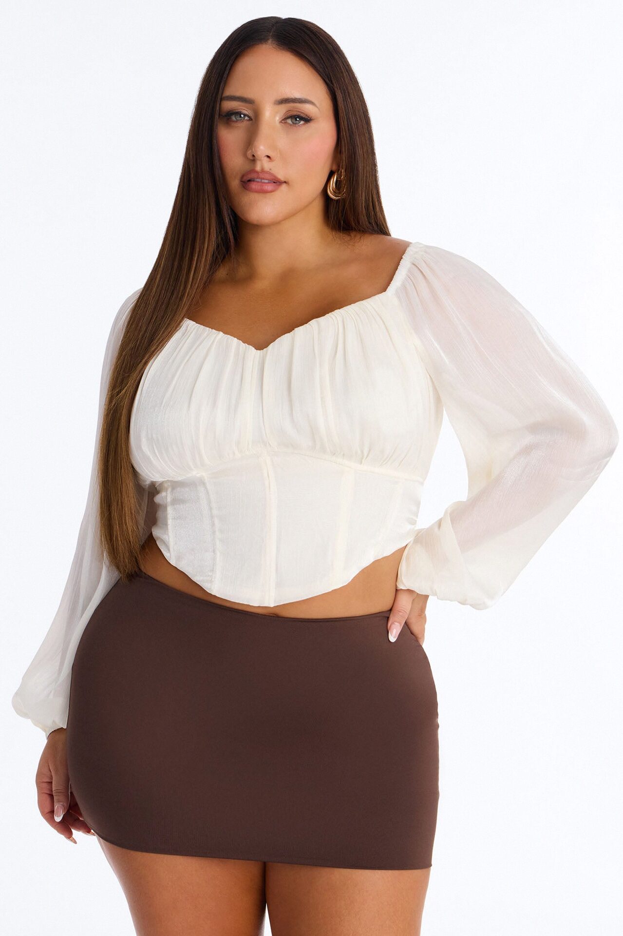 Less Is Better Tie Back Shimmer Organza Corset - Cream