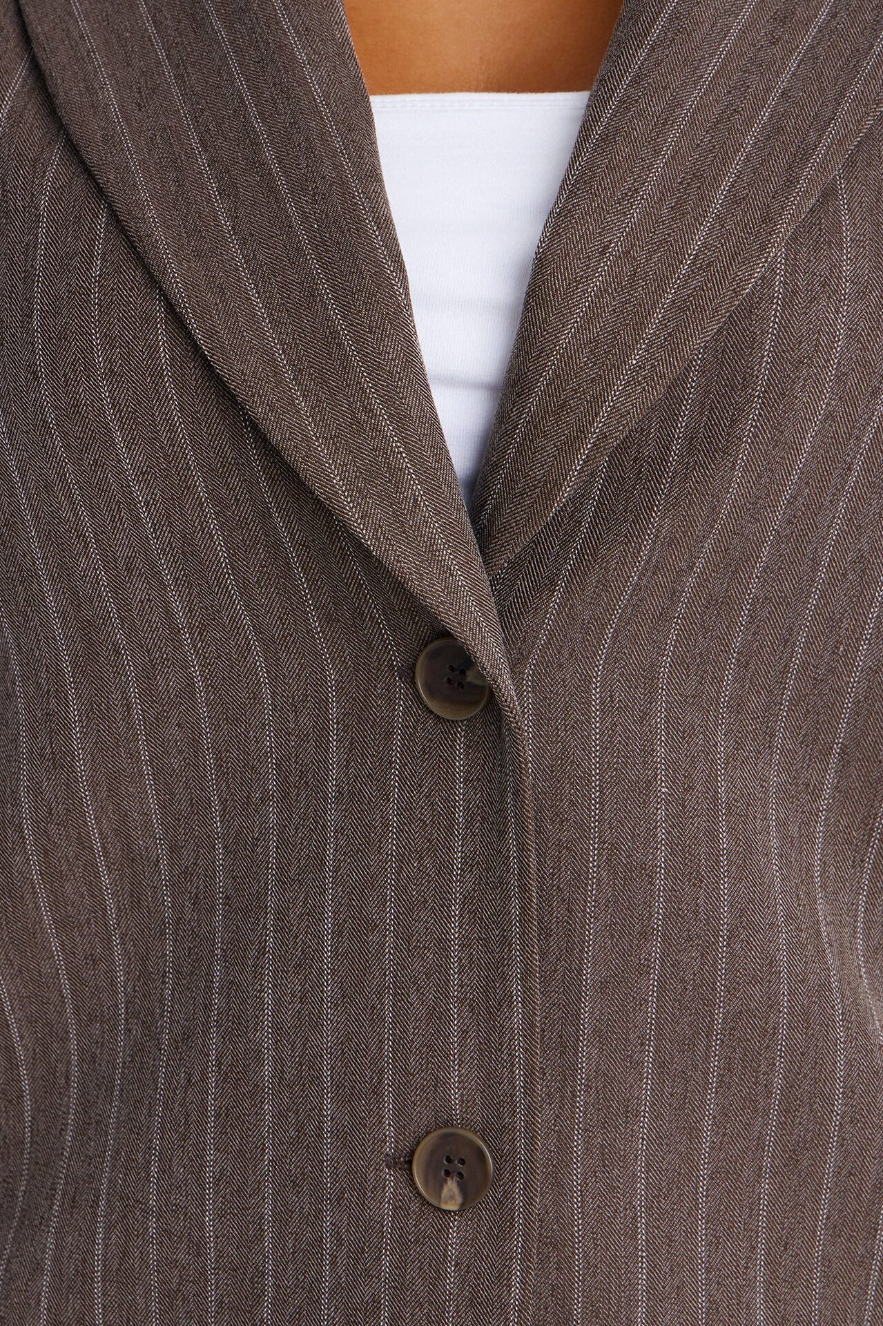 So Much Tea Pinstripe Blazer - Brown