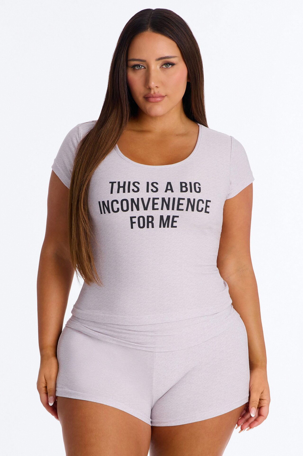Big Inconvenience For Me PJ Short Set - Heather Grey