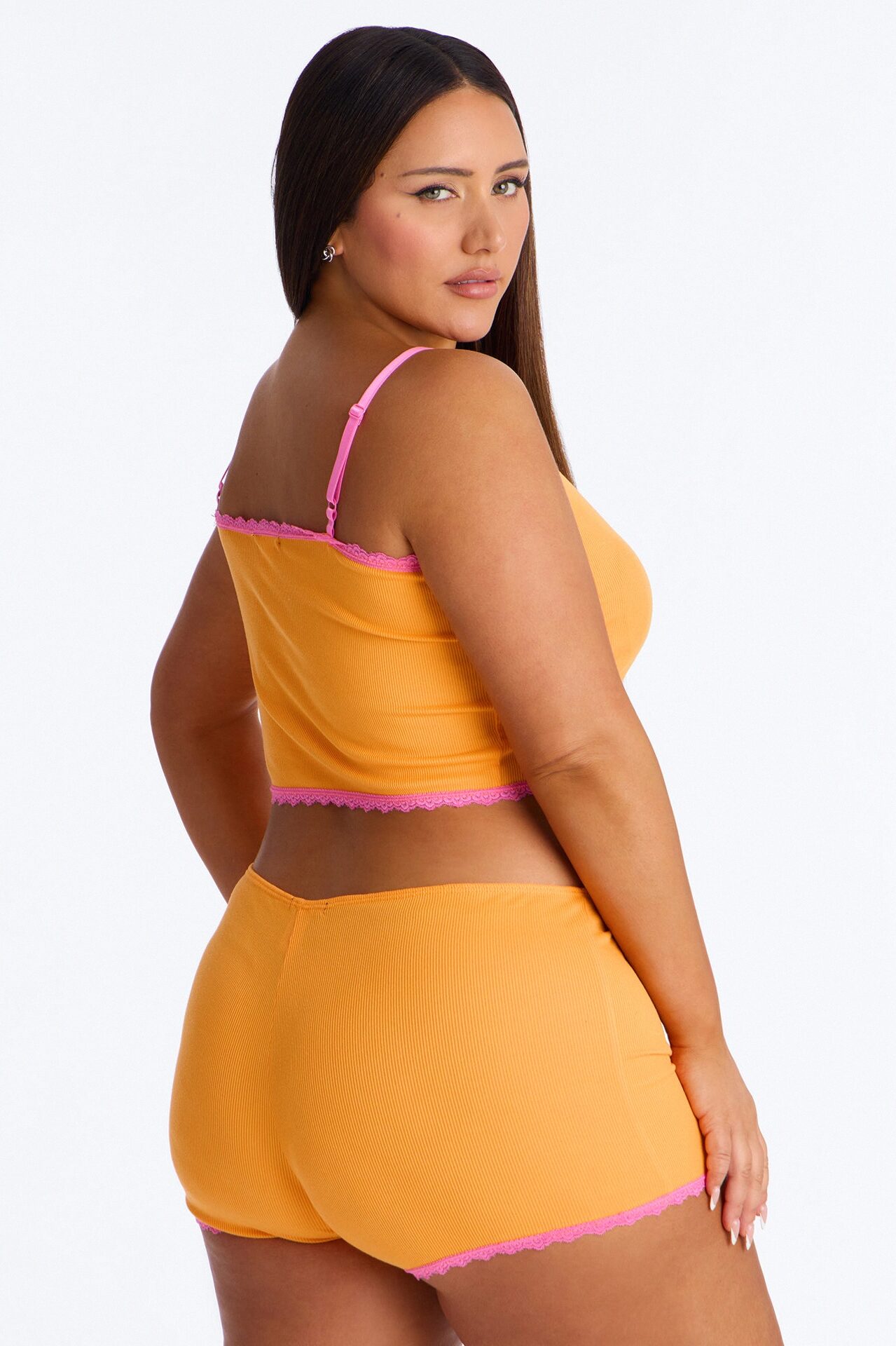 Do Not Disturb Ribbed PJ Short Set - Orange/combo