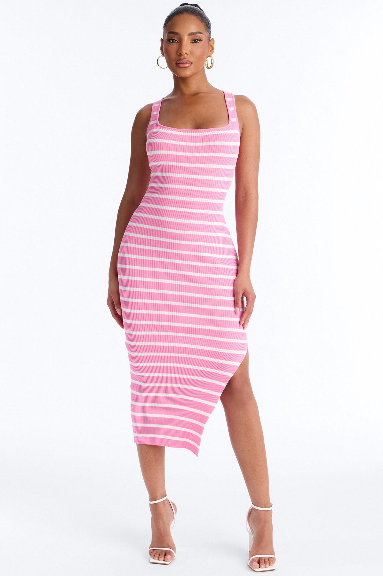 Astrid Striped Sweater Midi Dress - Pink/combo