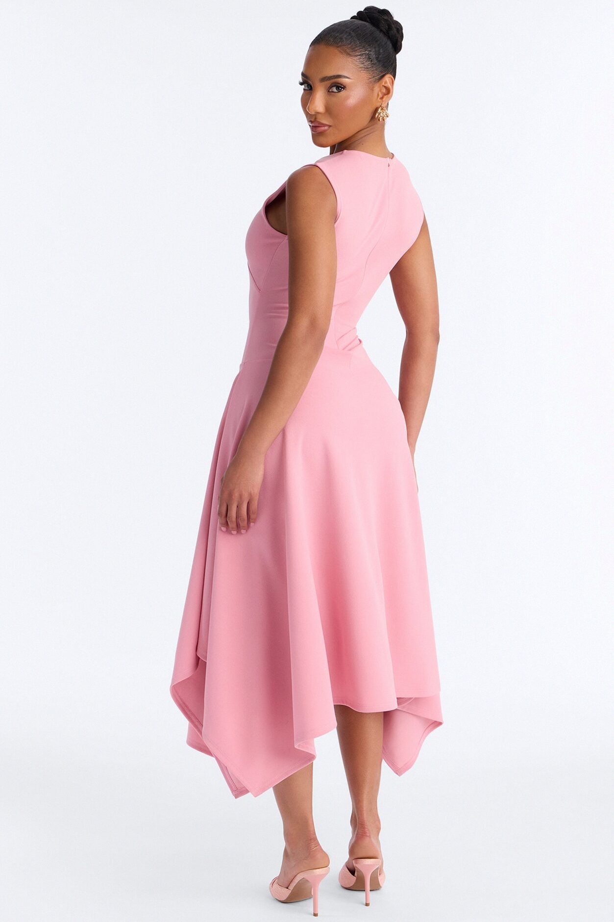 Ninna Asymmetrical Midi Dress - Blush