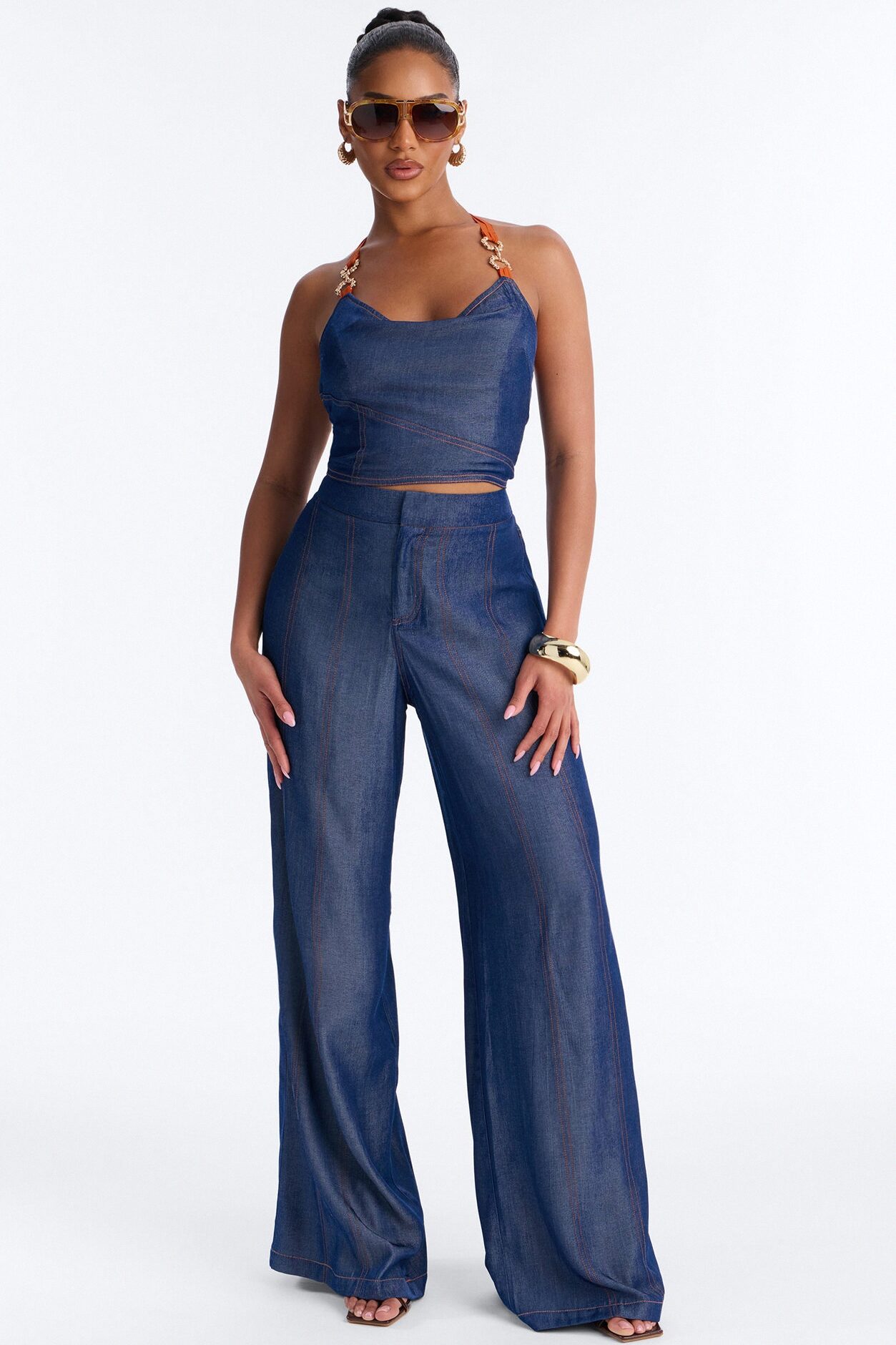 Rosemarie Halter Pant Set - Blue