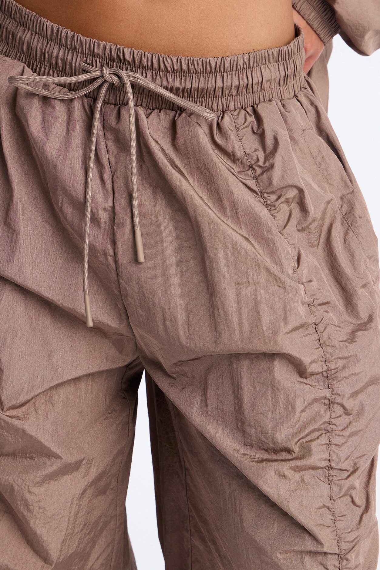 On The Move Oversized Windbreaker Jogger Pant - Caffe