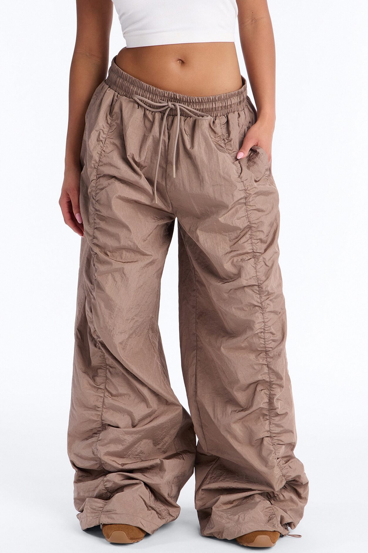 On The Move Oversized Windbreaker Jogger Pant - Caffe