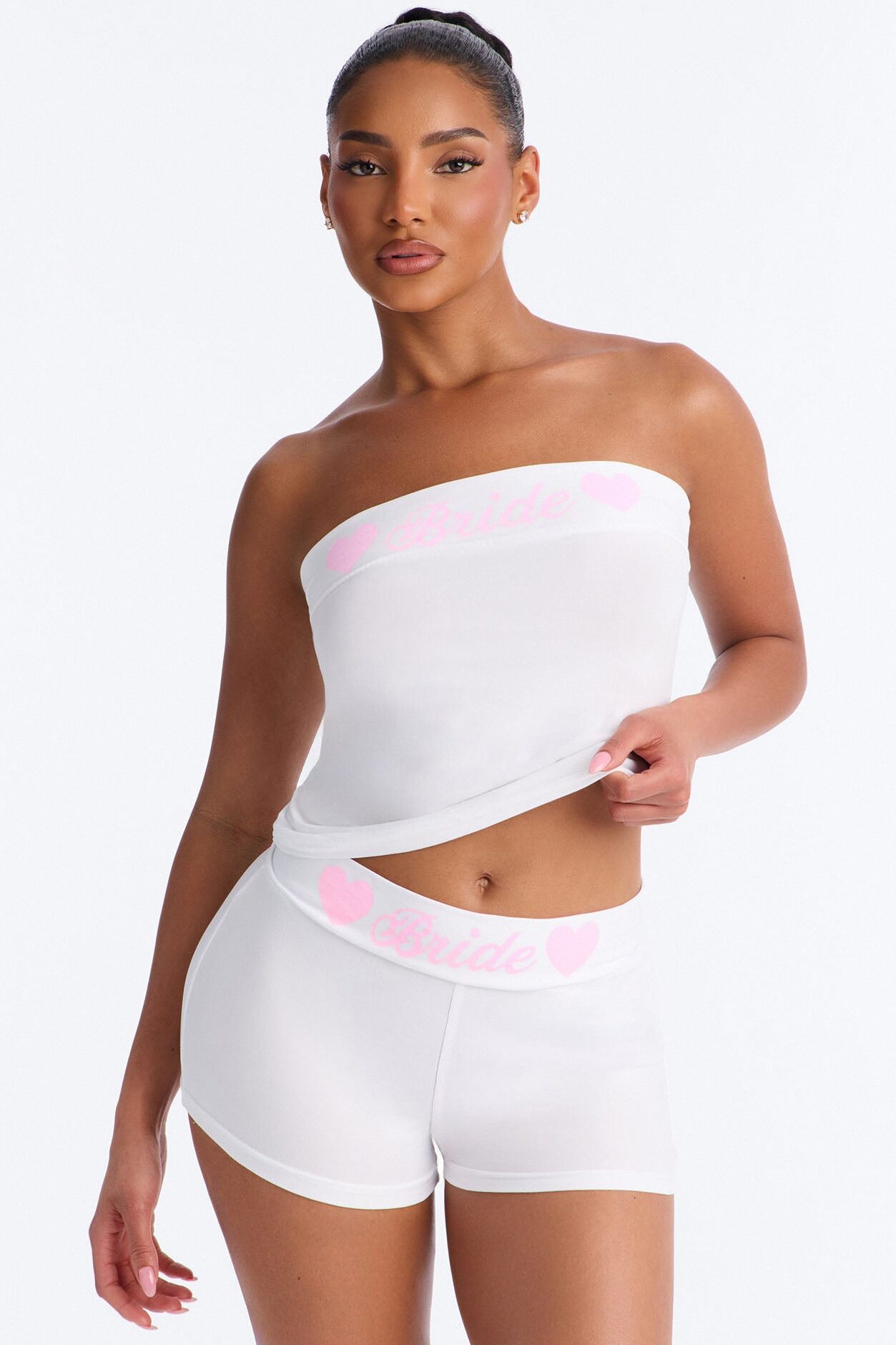 Let's Bach Bride PJ Tank & Short Set - White/Pink