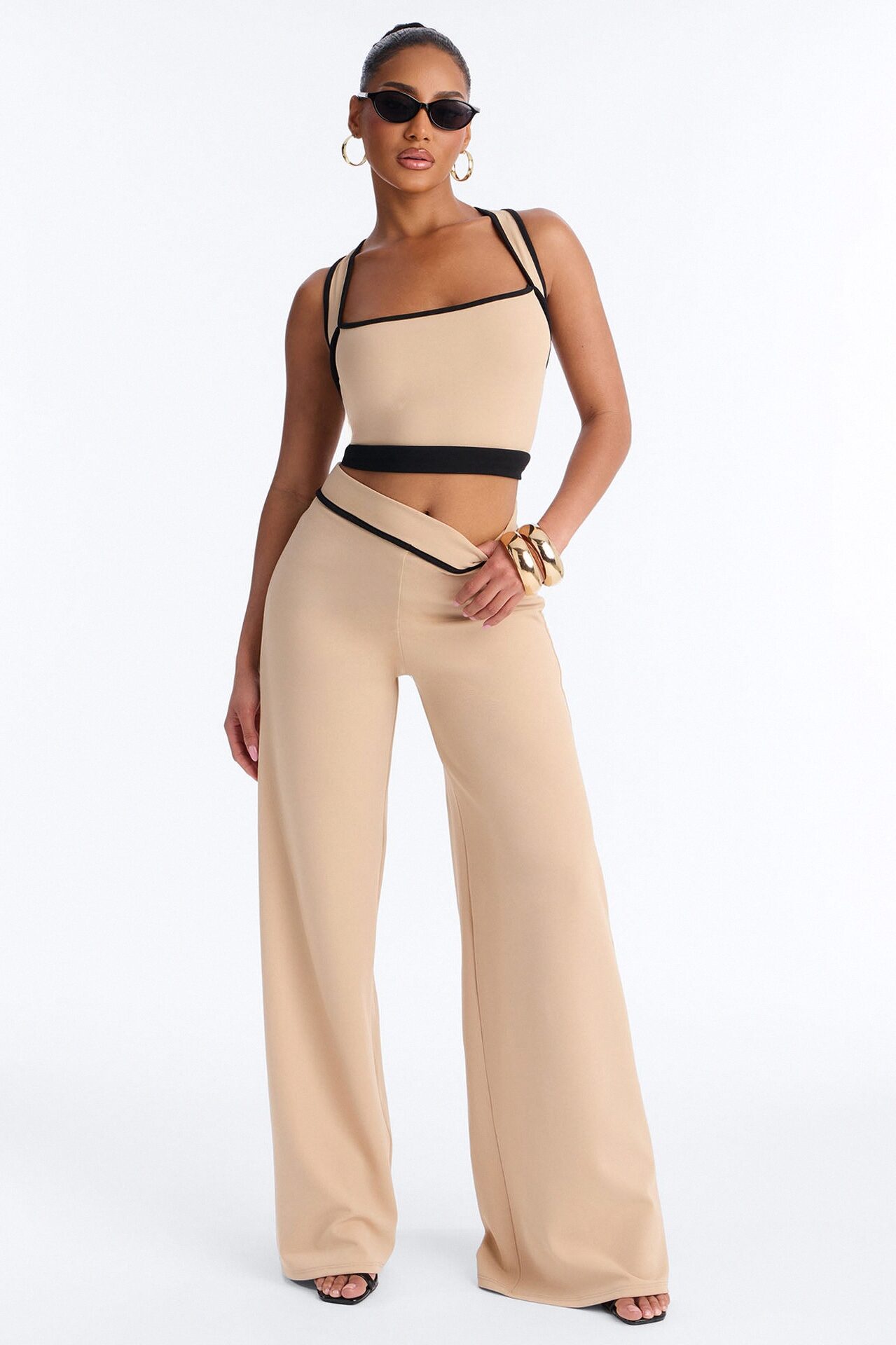 On Lock Wide Leg Pant Set - Taupe