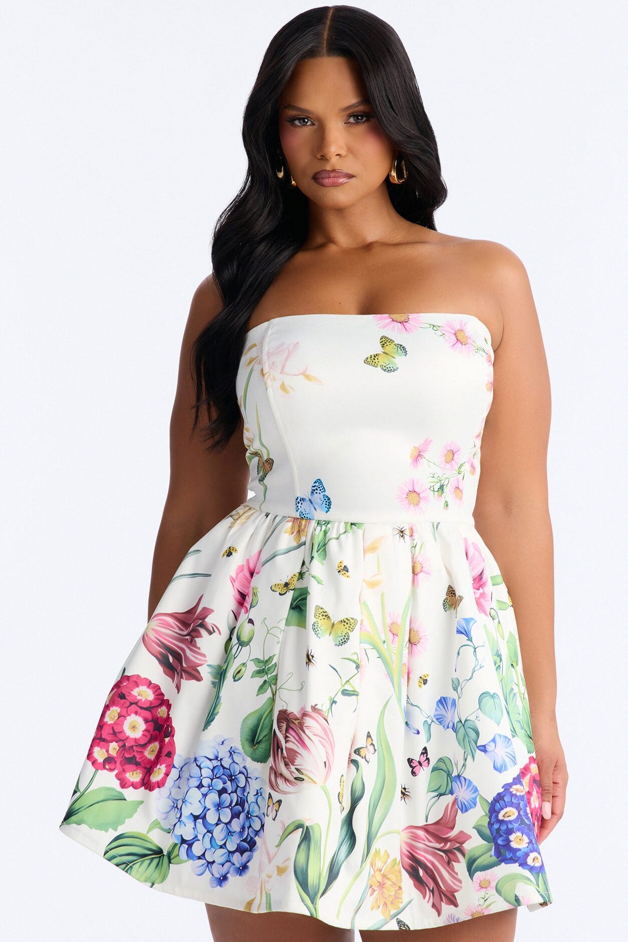 See Me Blossom Floral Mini Dress - White/combo