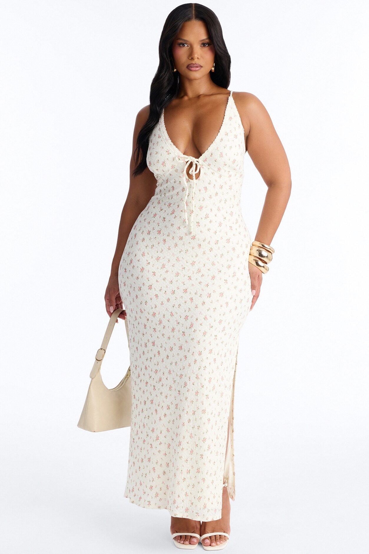 Iliana Floral Lace Maxi Dress - White/combo