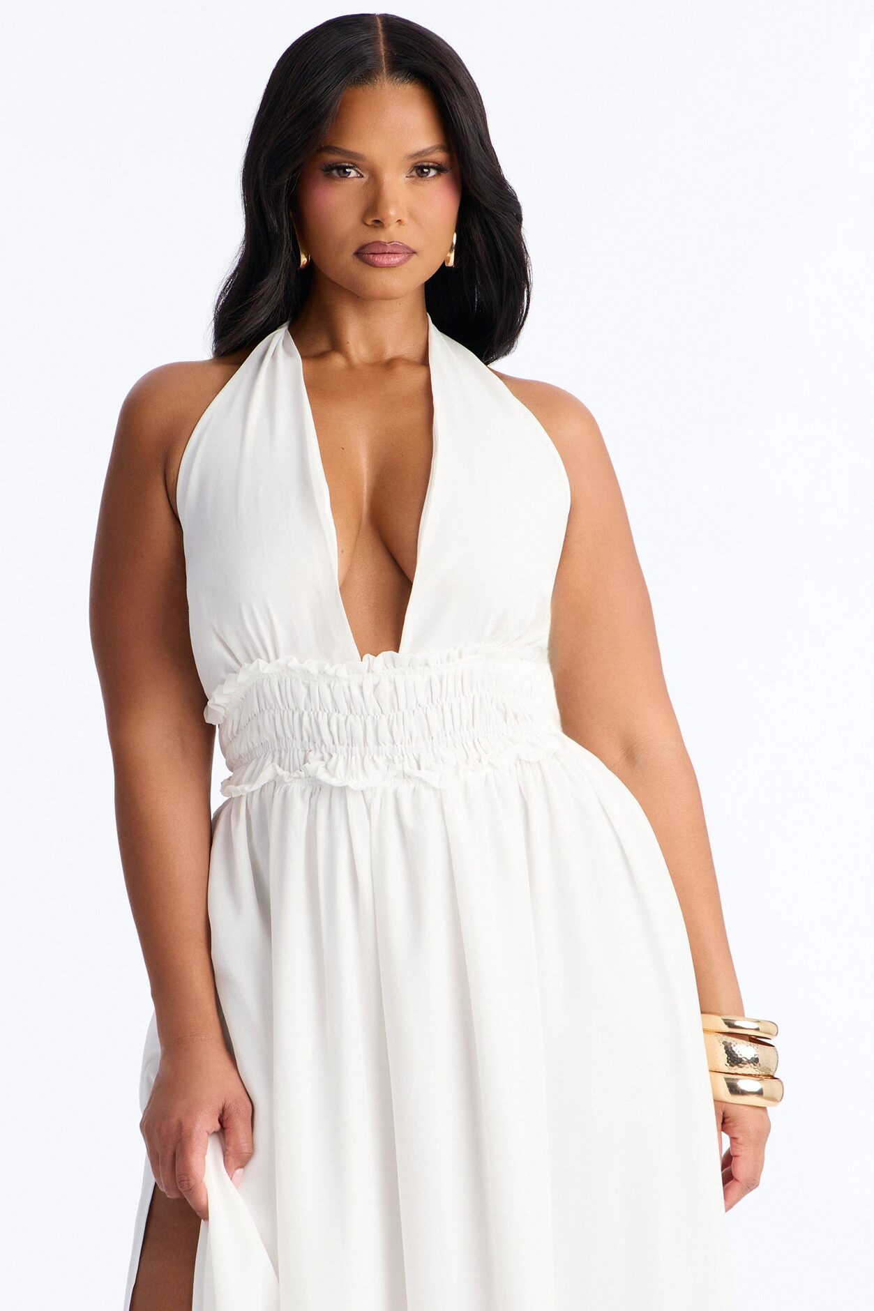 Lauryn Halter Chiffon Maxi Dress - White