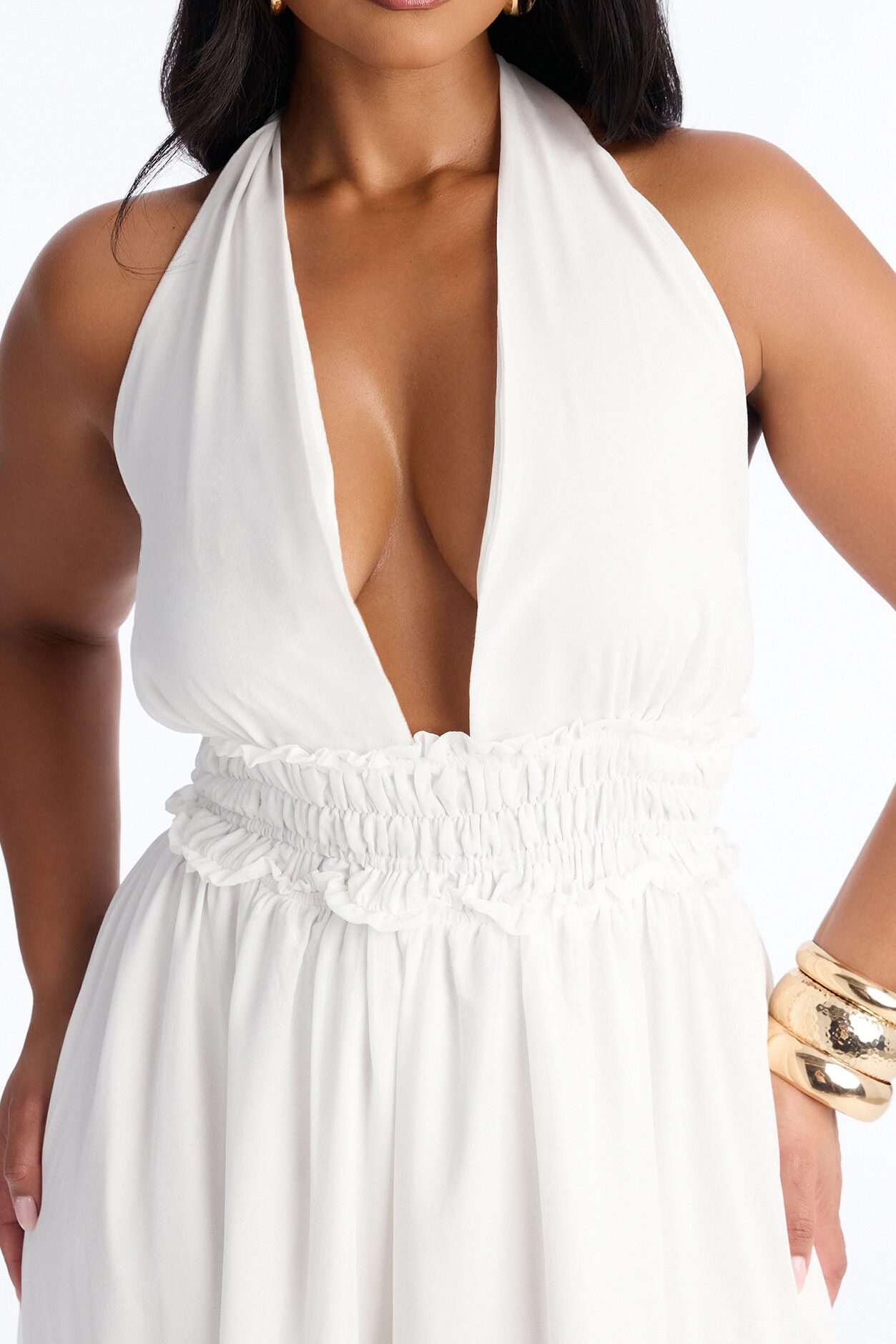 Lauryn Halter Chiffon Maxi Dress - White