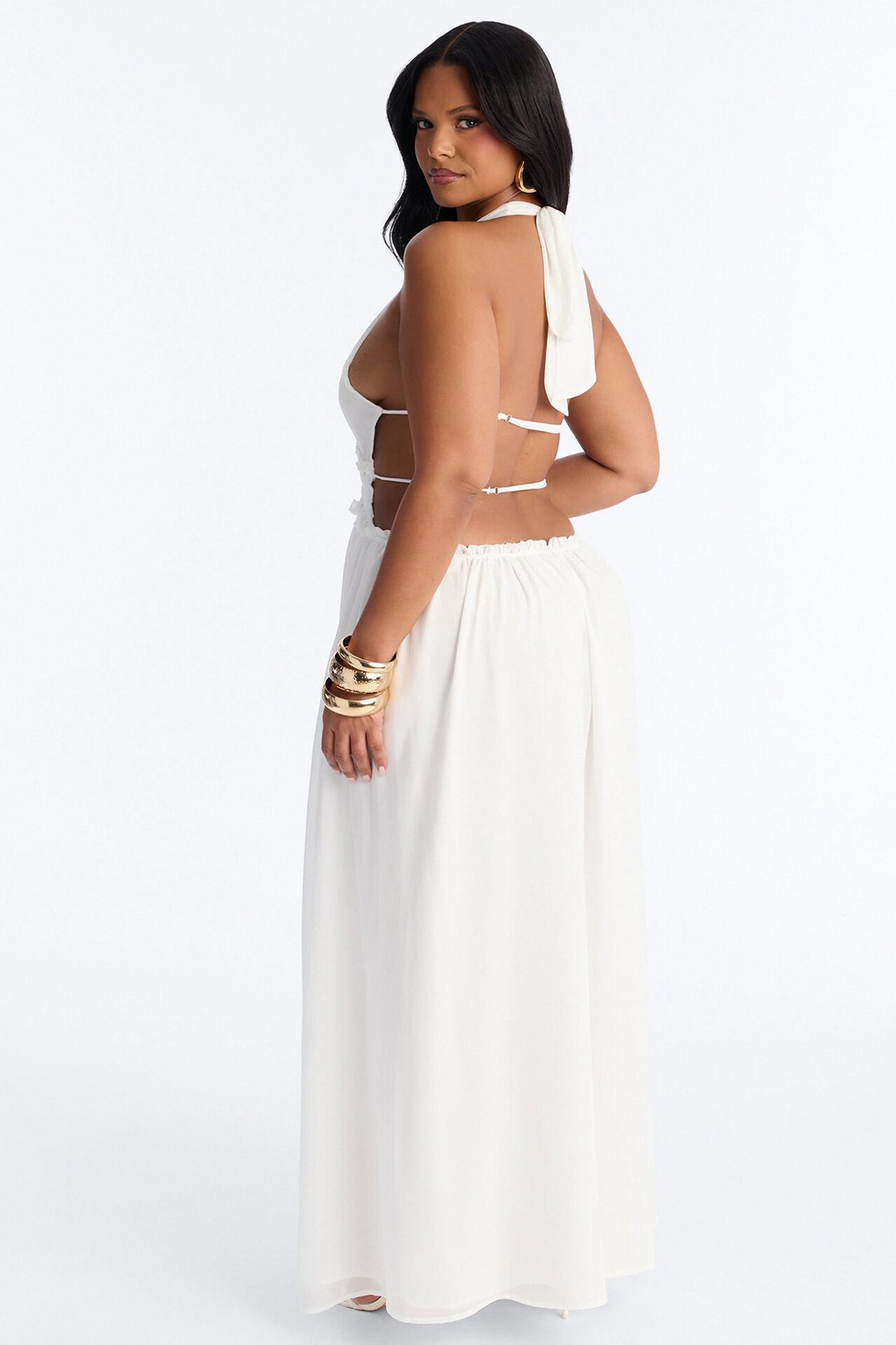 Lauryn Halter Chiffon Maxi Dress - White