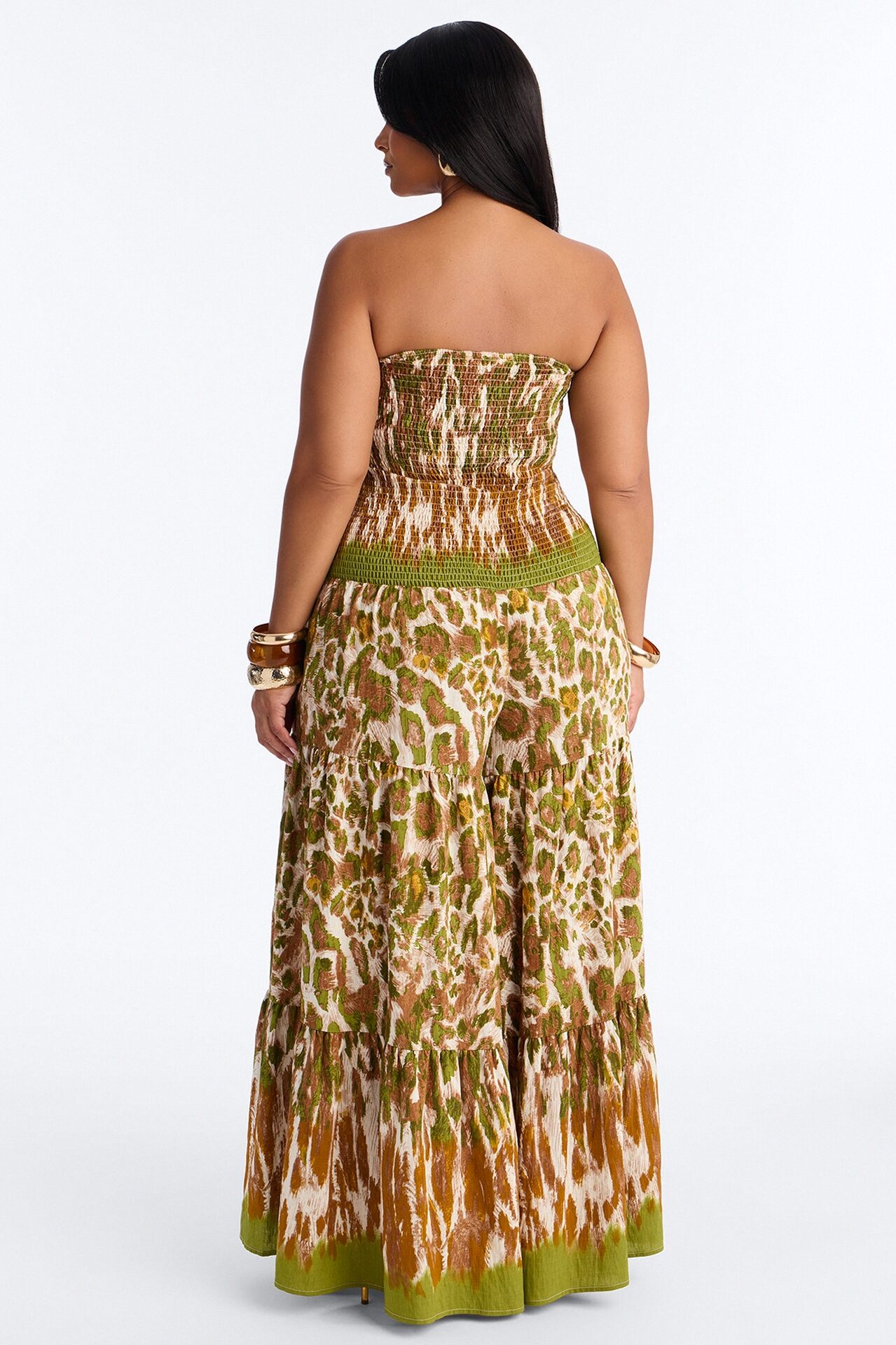 Leah Strapless Smocked Jumpsuit - Green