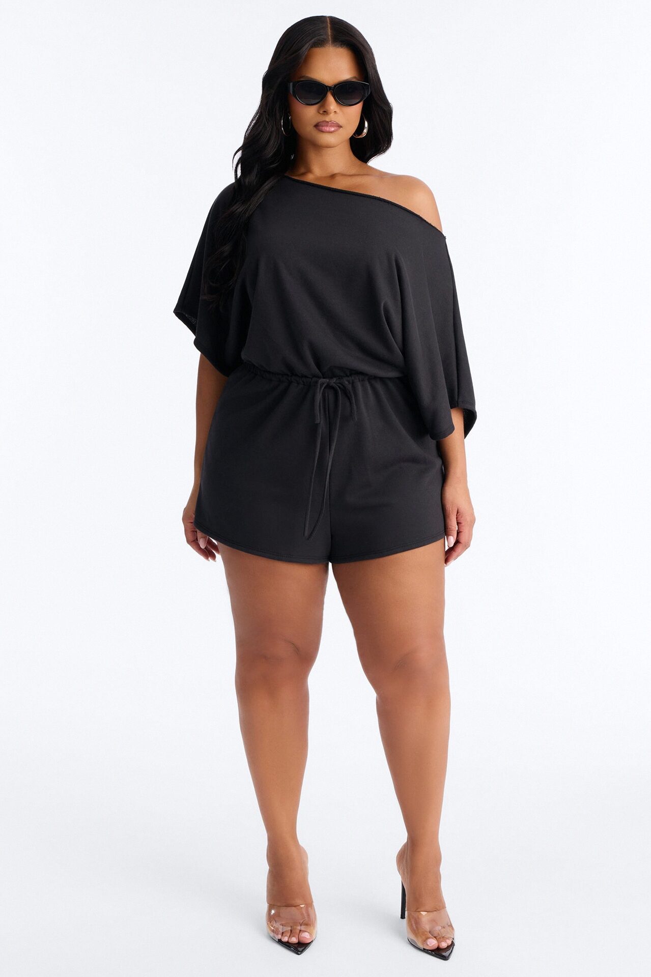 Weekend Away Off Shoulder Romper - Black