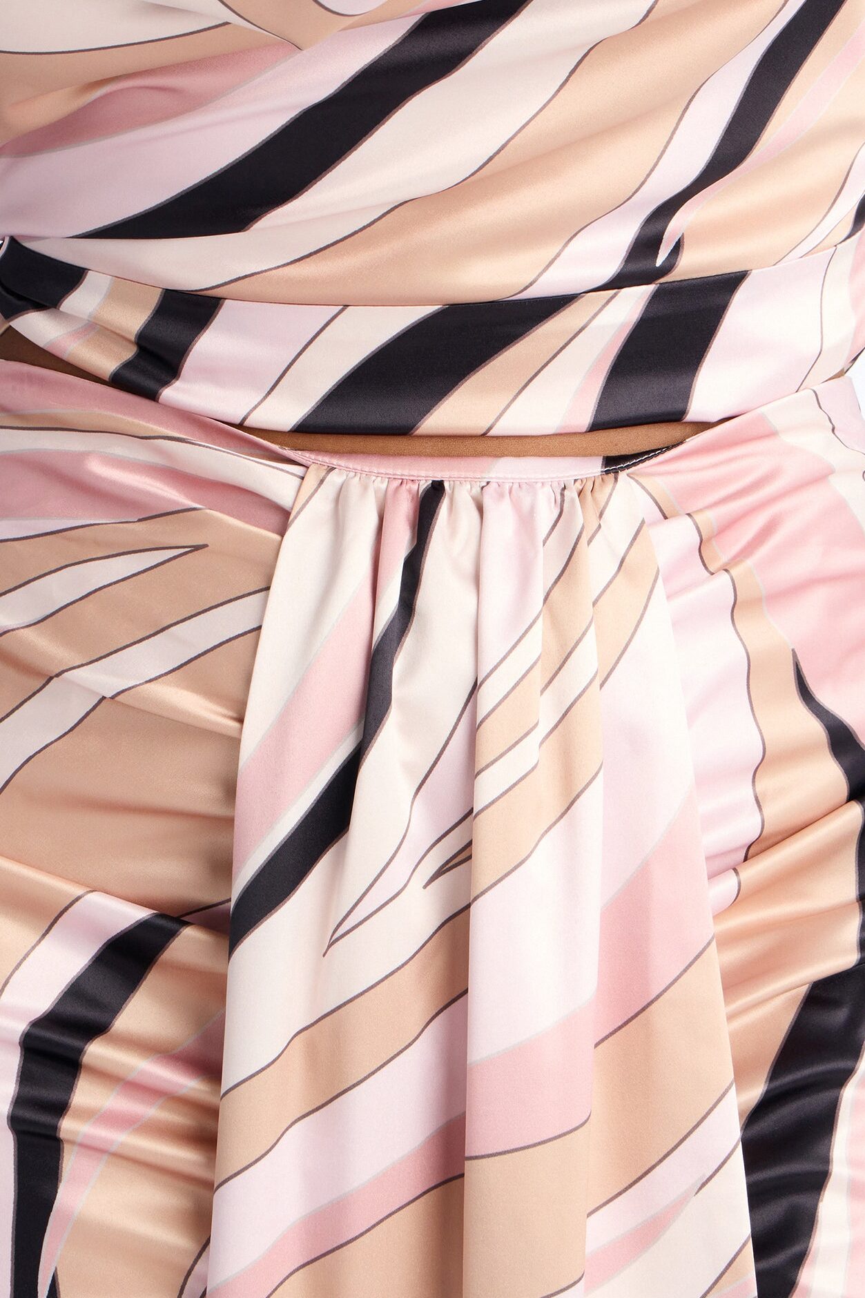 Untamed Abstract Satin Cowl Top And Head Scarf - Pink/combo