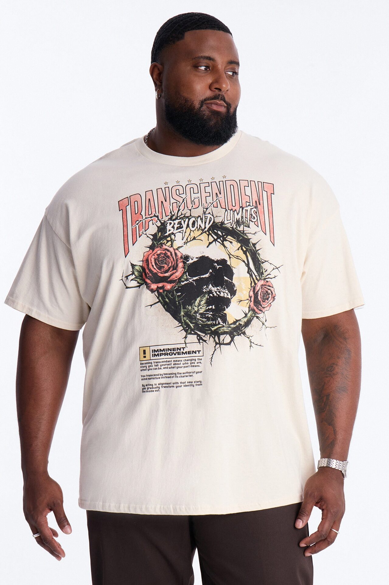 Transcendent Beyond Limits Oversized Short Sleeve Tee - Natural