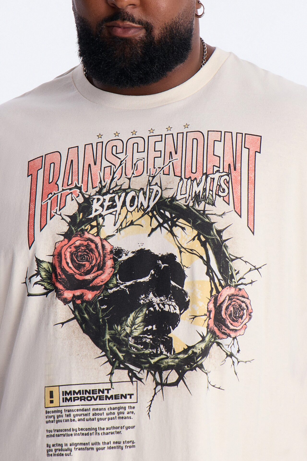 Transcendent Beyond Limits Oversized Short Sleeve Tee - Natural