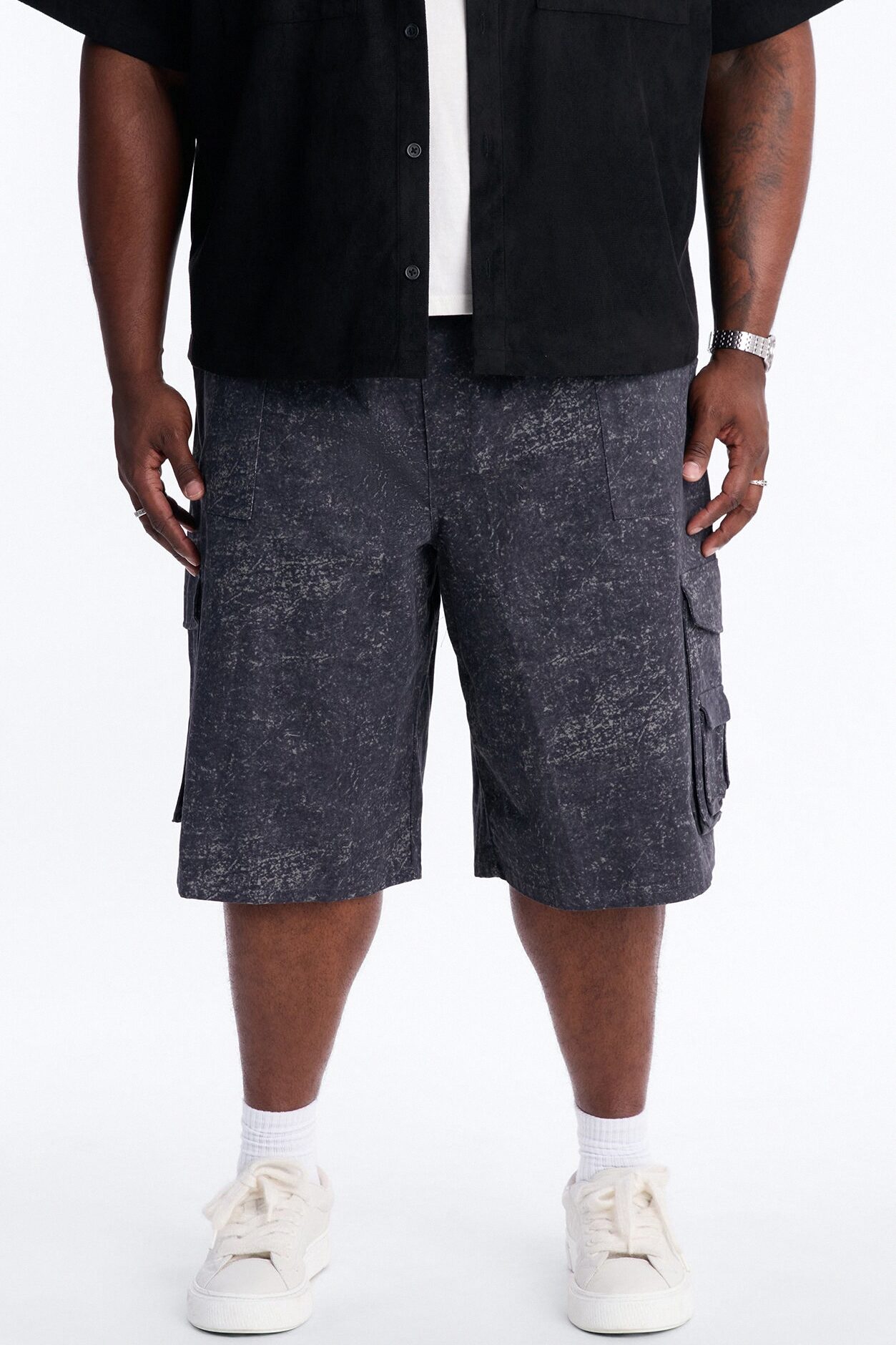 Baggy Mental State Cargo Short - Charcoal