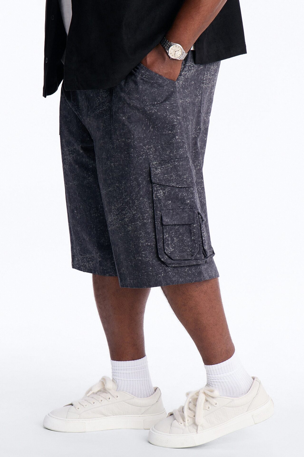 Baggy Mental State Cargo Short - Charcoal