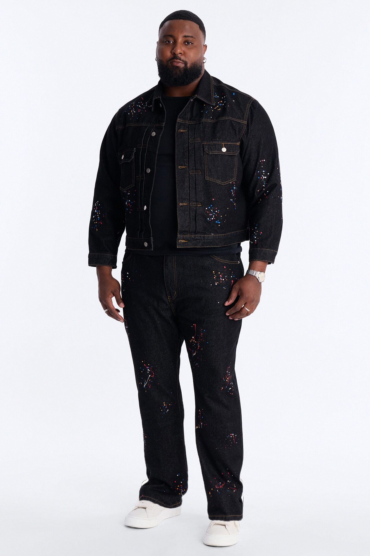 Studio Paint Denim Trucker Jacket - Dark Wash