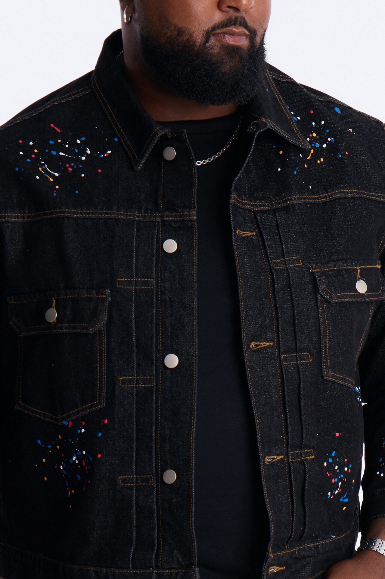 Studio Paint Denim Trucker Jacket - Dark Wash