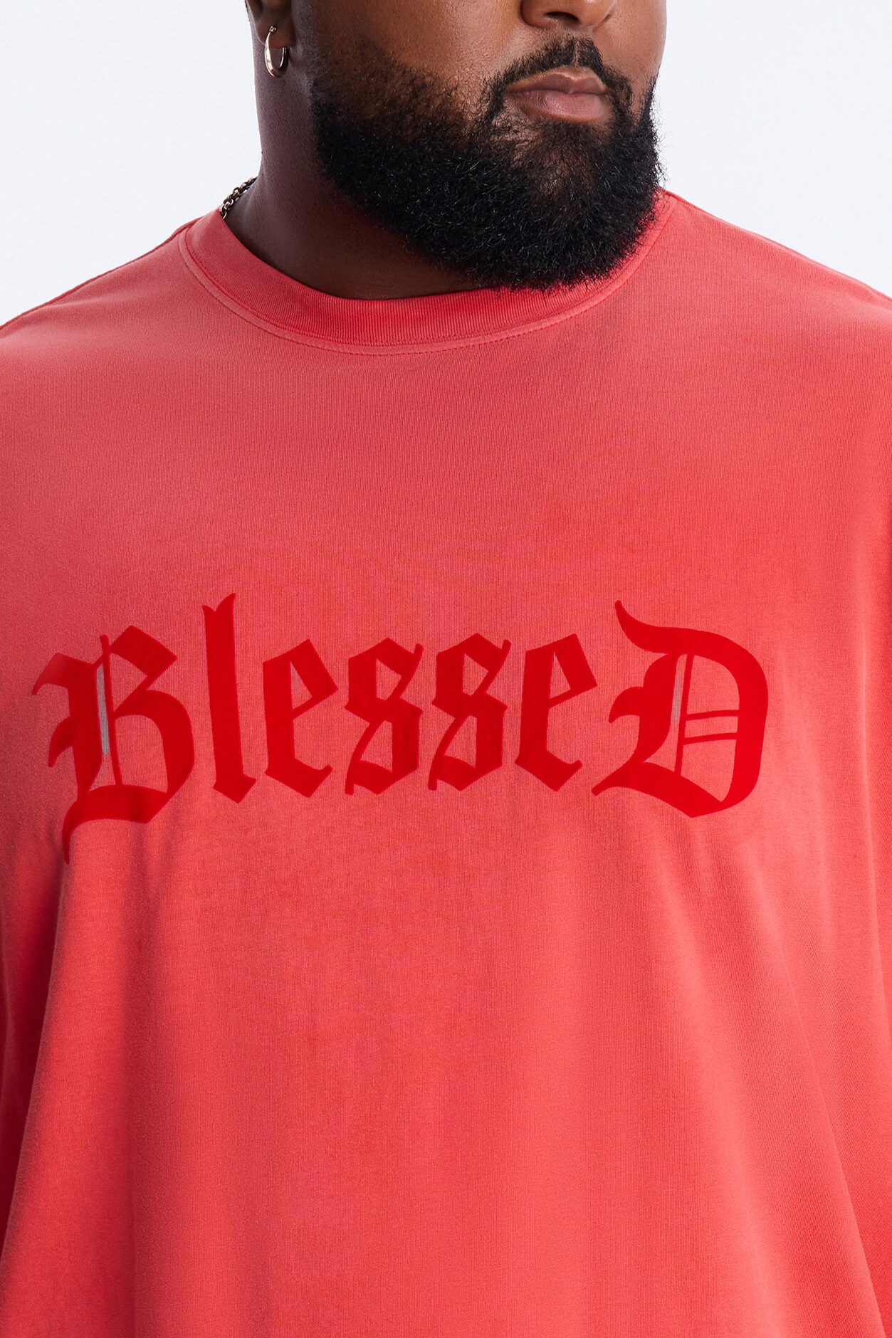 Blessed Flocked Short Sleeve Tee - Red