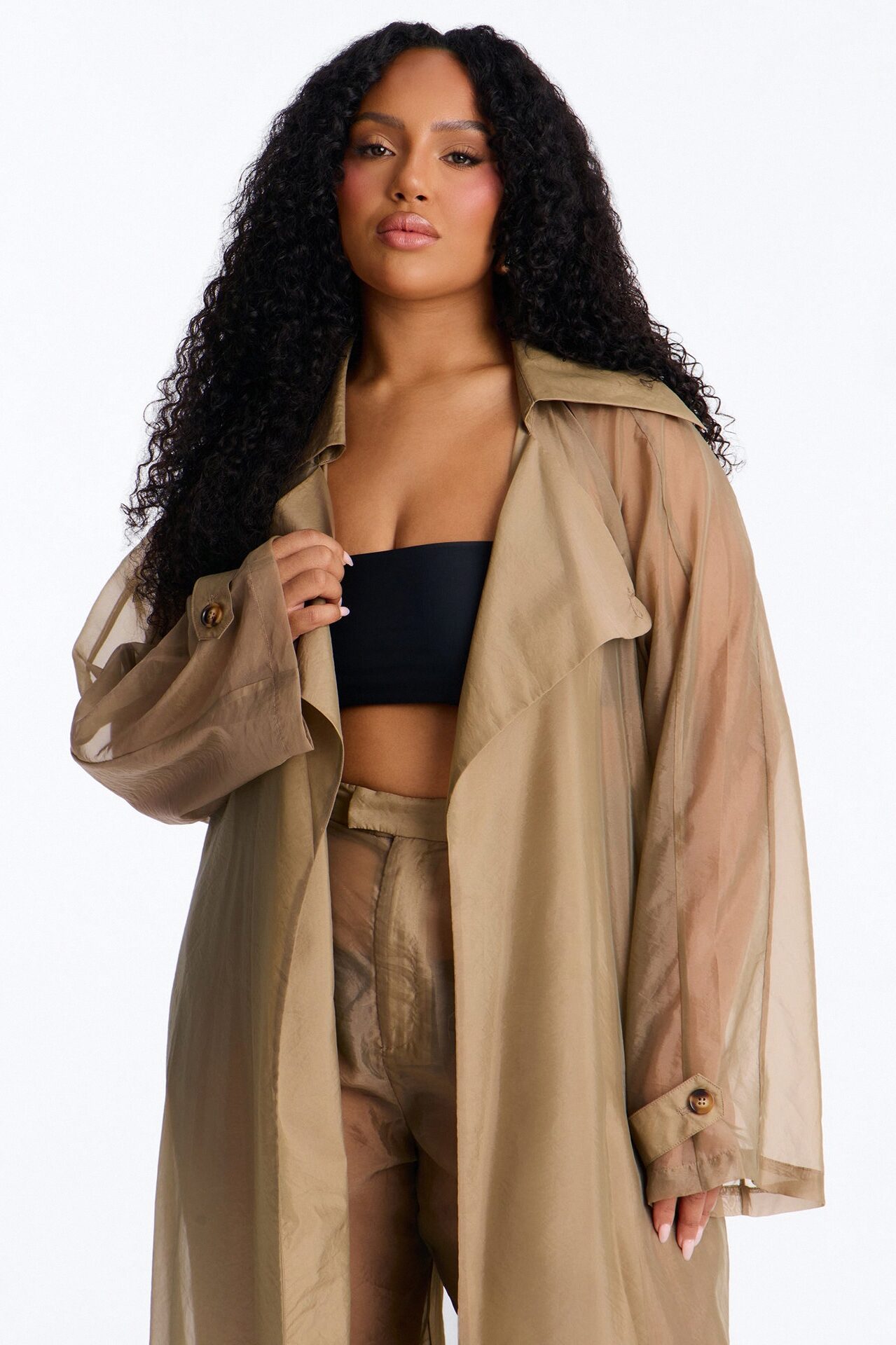 Celine Organza Trench Coat - Olive
