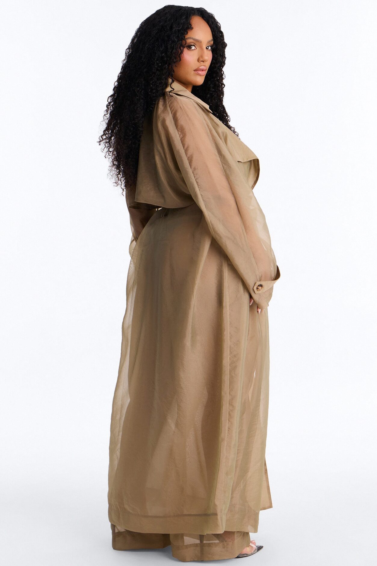 Celine Organza Trench Coat - Olive