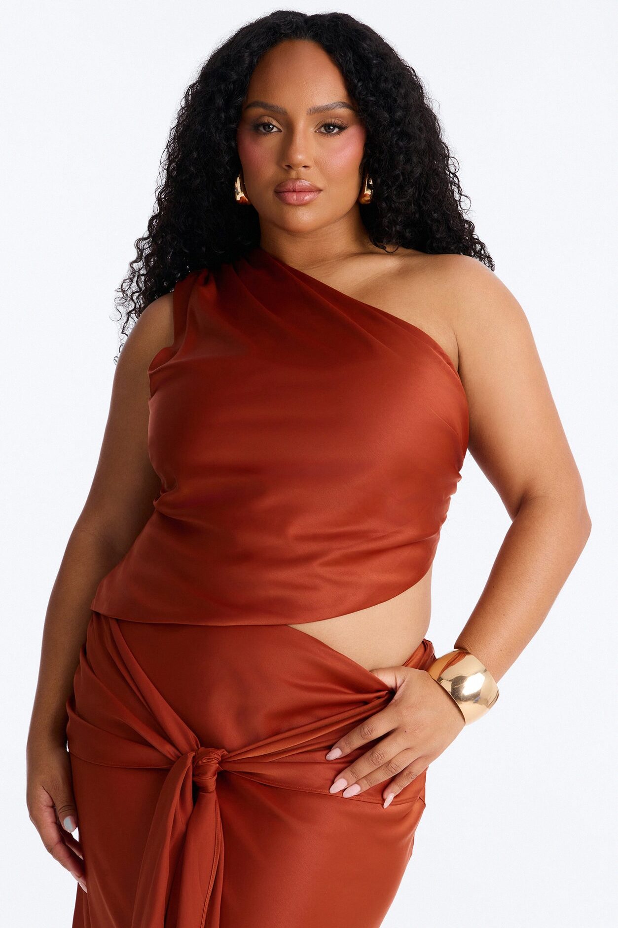 Siena Maxi Skirt Satin Set - Rust