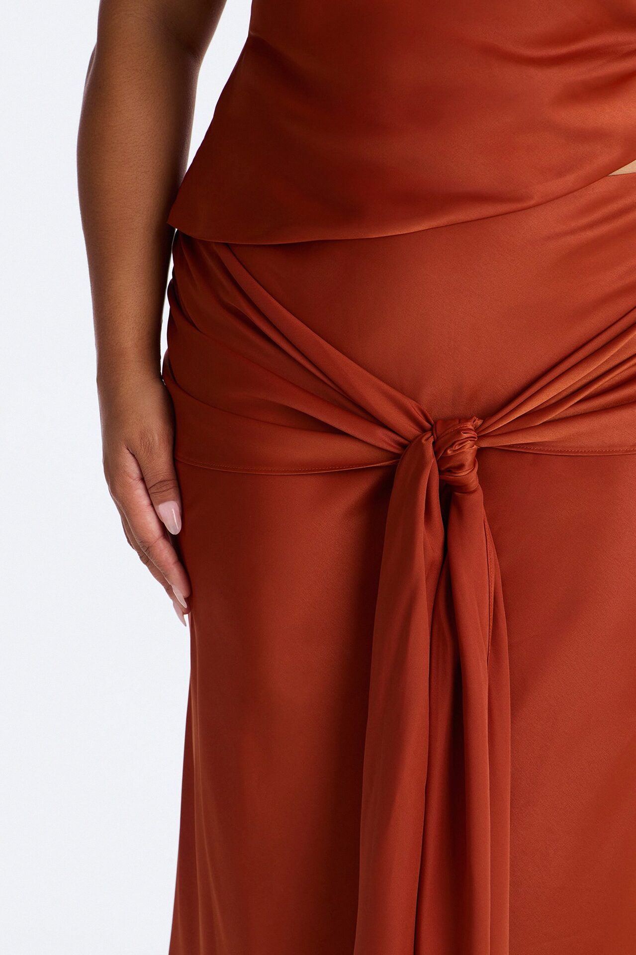 Siena Maxi Skirt Satin Set - Rust