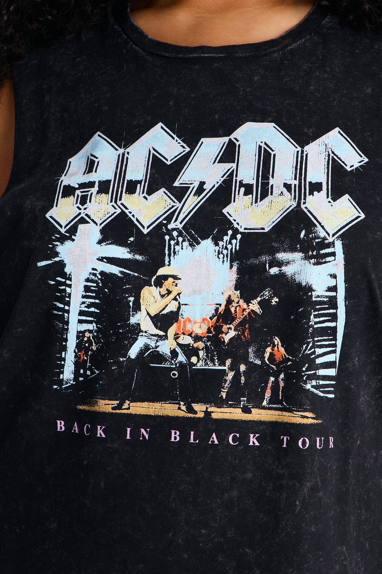 ACDC Washed Side Chain Tank - Black Wash