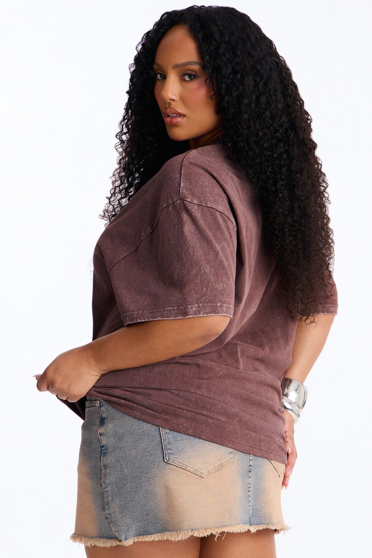 Giddy Up Boots Washed Tee With Rhinestones - Dark Brown