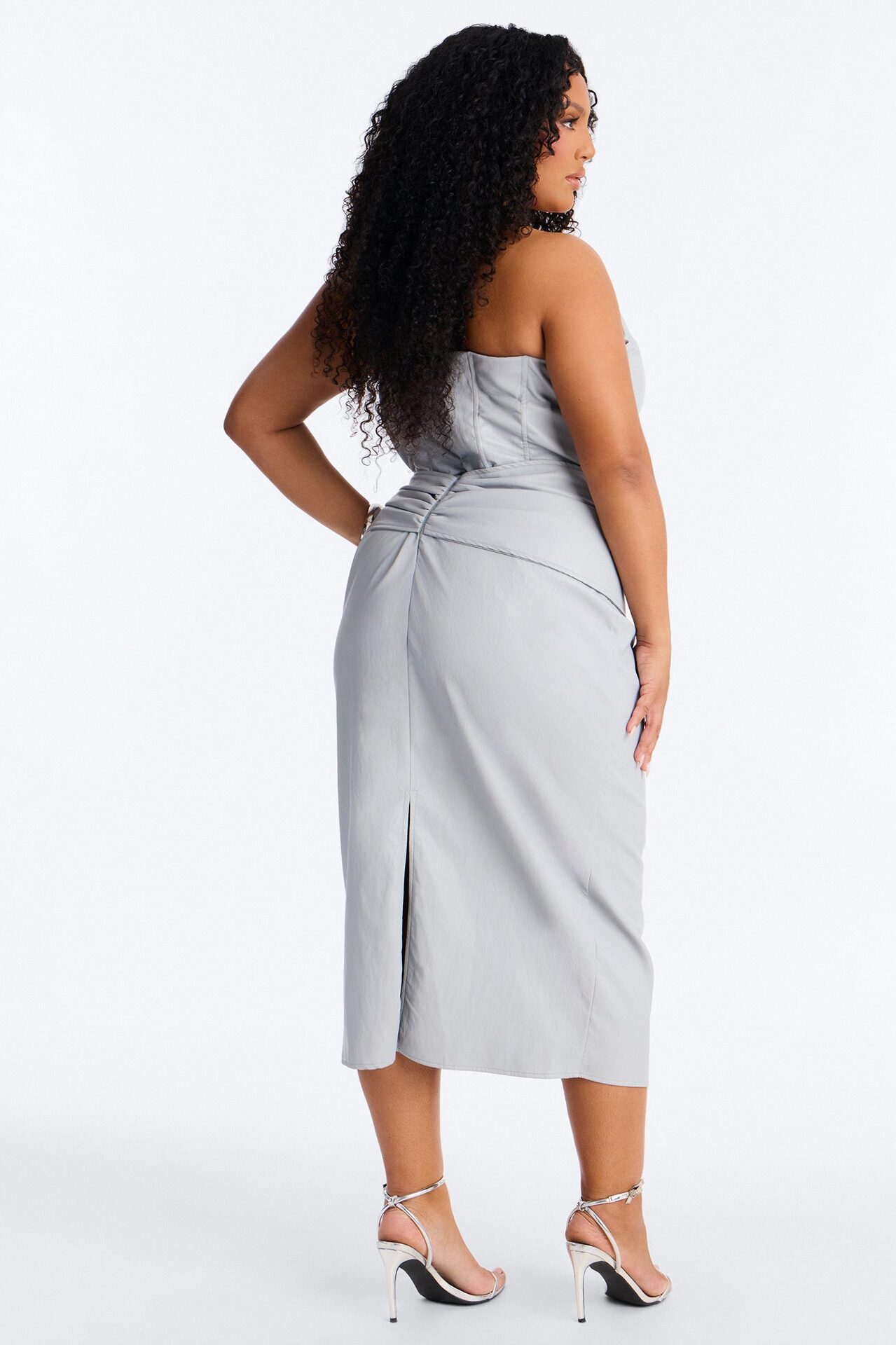 Siren Faux Leather Midi Dress - Light Blue