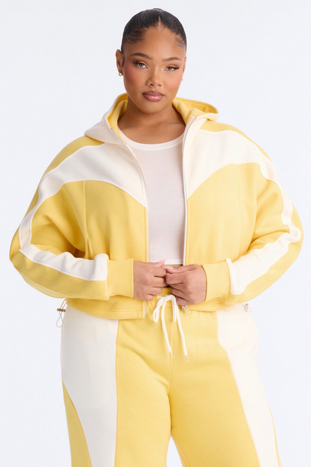 Comfort Coded Fleece Zip Up Hoodie - Yellow