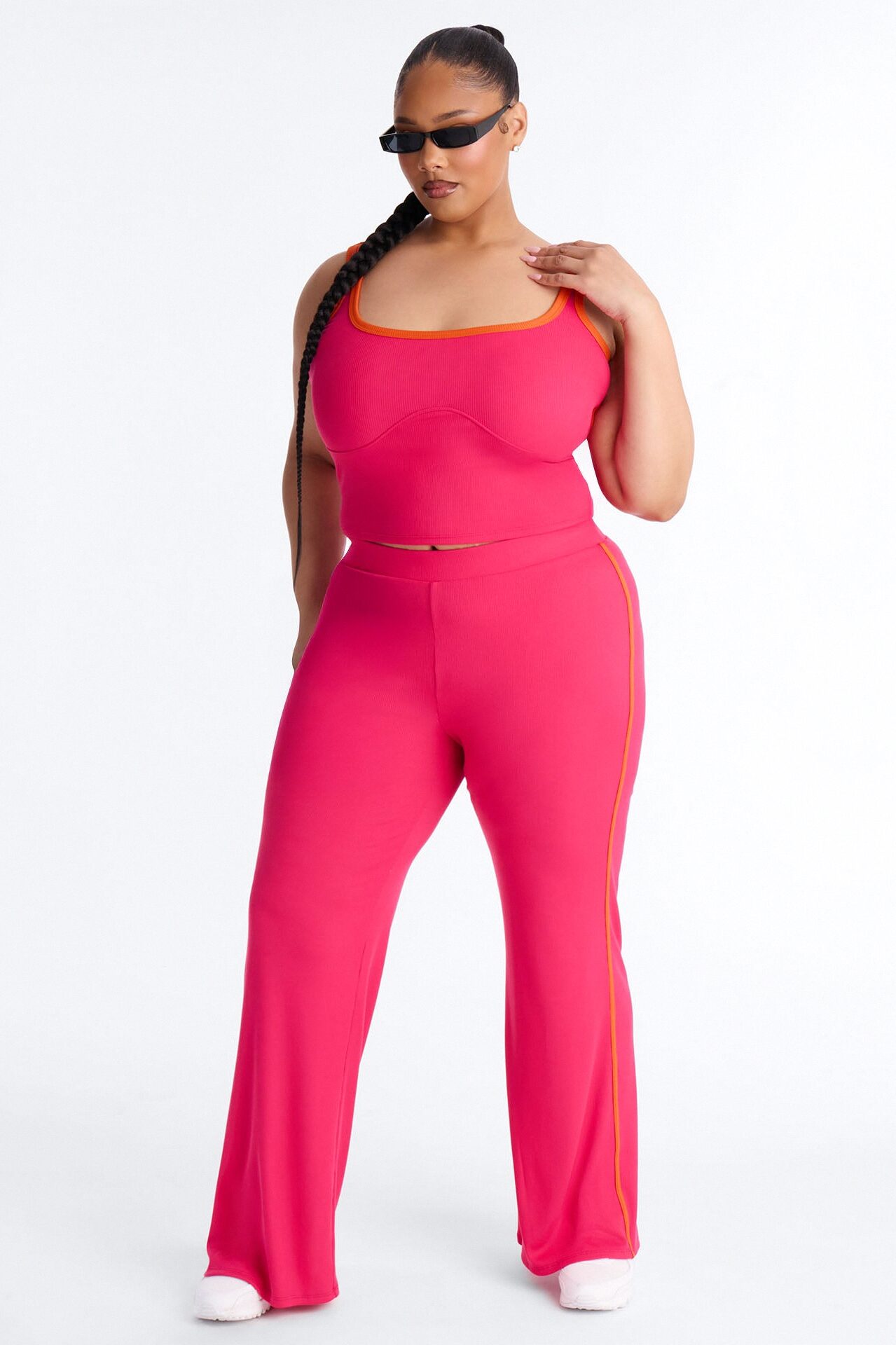 Mica Ribbed Pant Set - Fuchsia