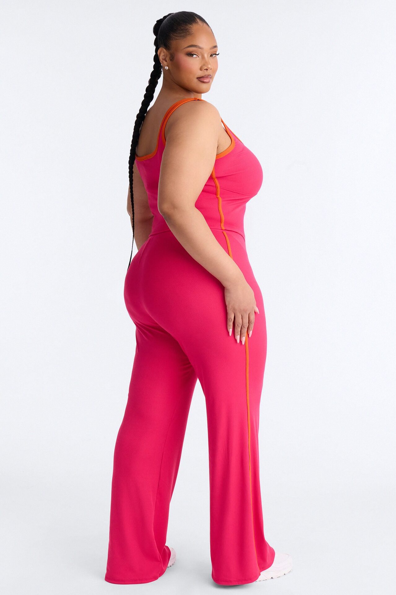 Mica Ribbed Pant Set - Fuchsia