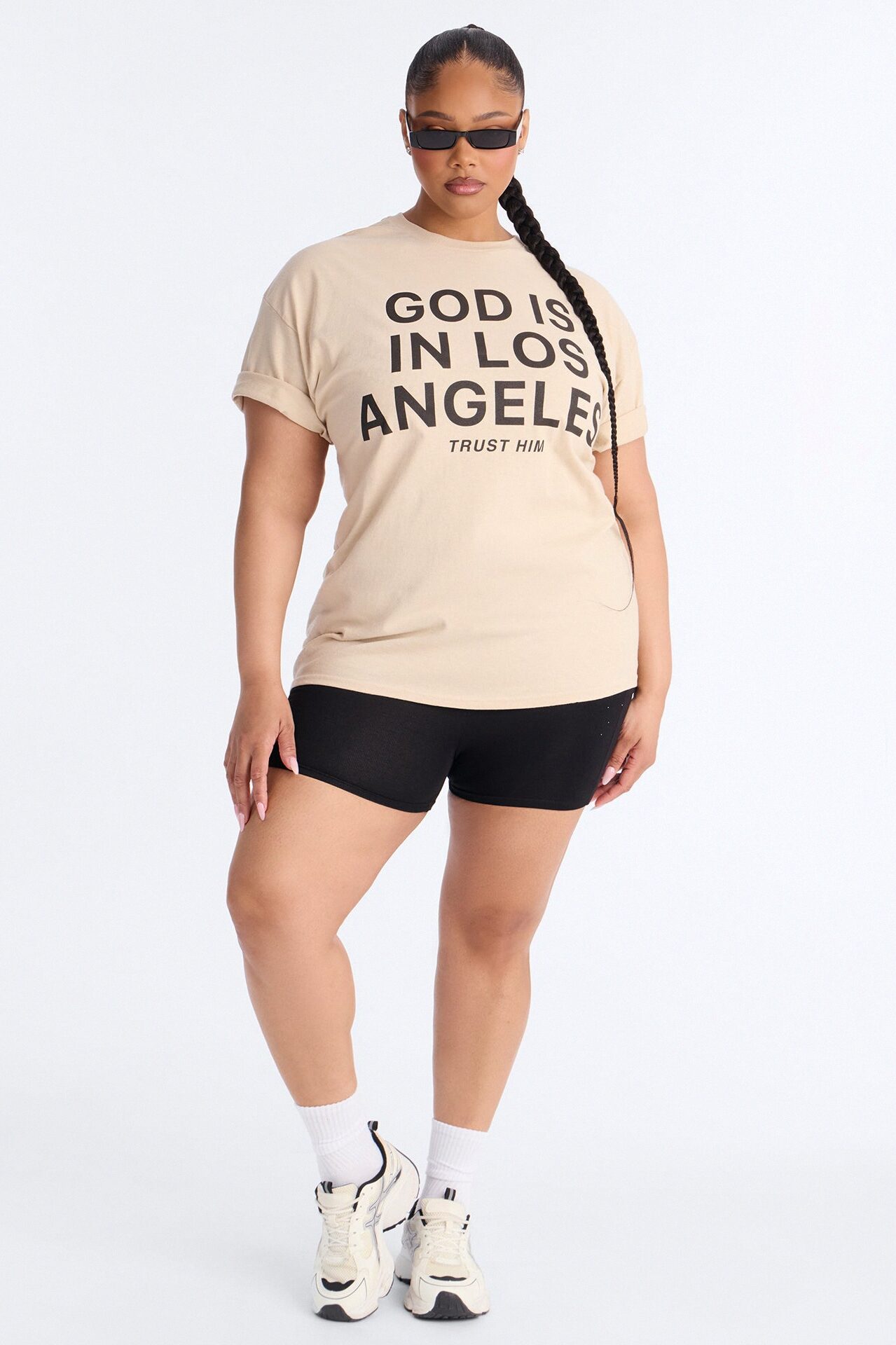God Is In Los Angeles Oversized Tee - Sand