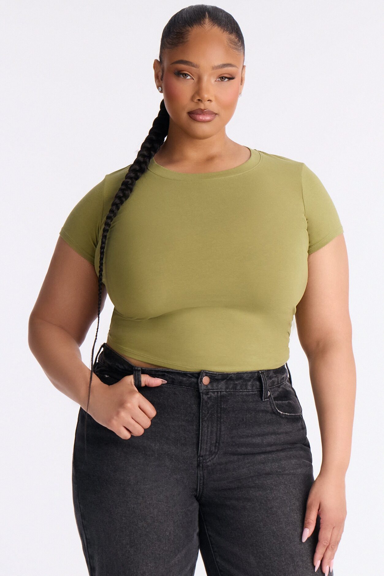 Alyssa Crew Neck Top - Olive