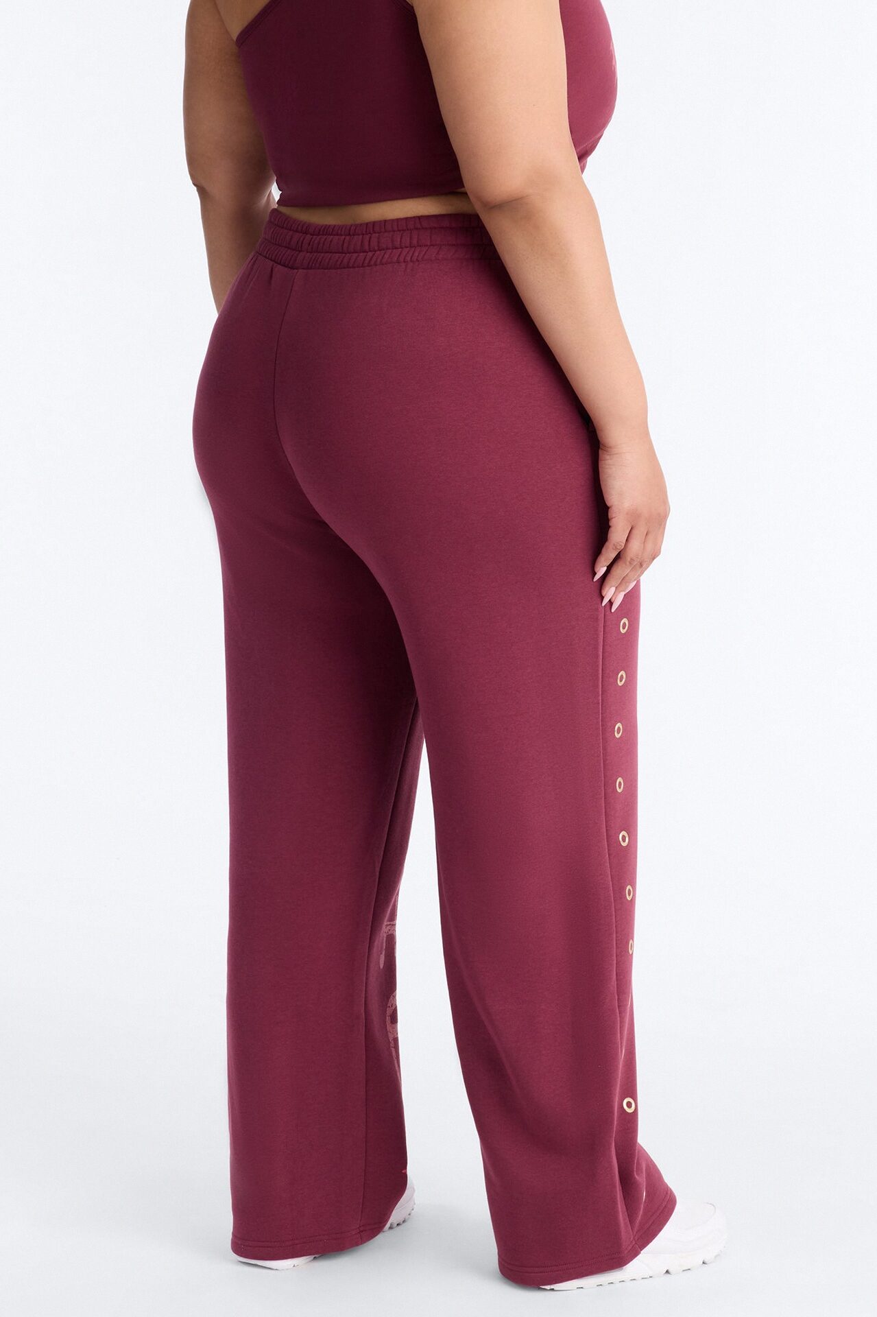 Von Dutch Rocker Wide Leg Pant With Grommets - Burgundy