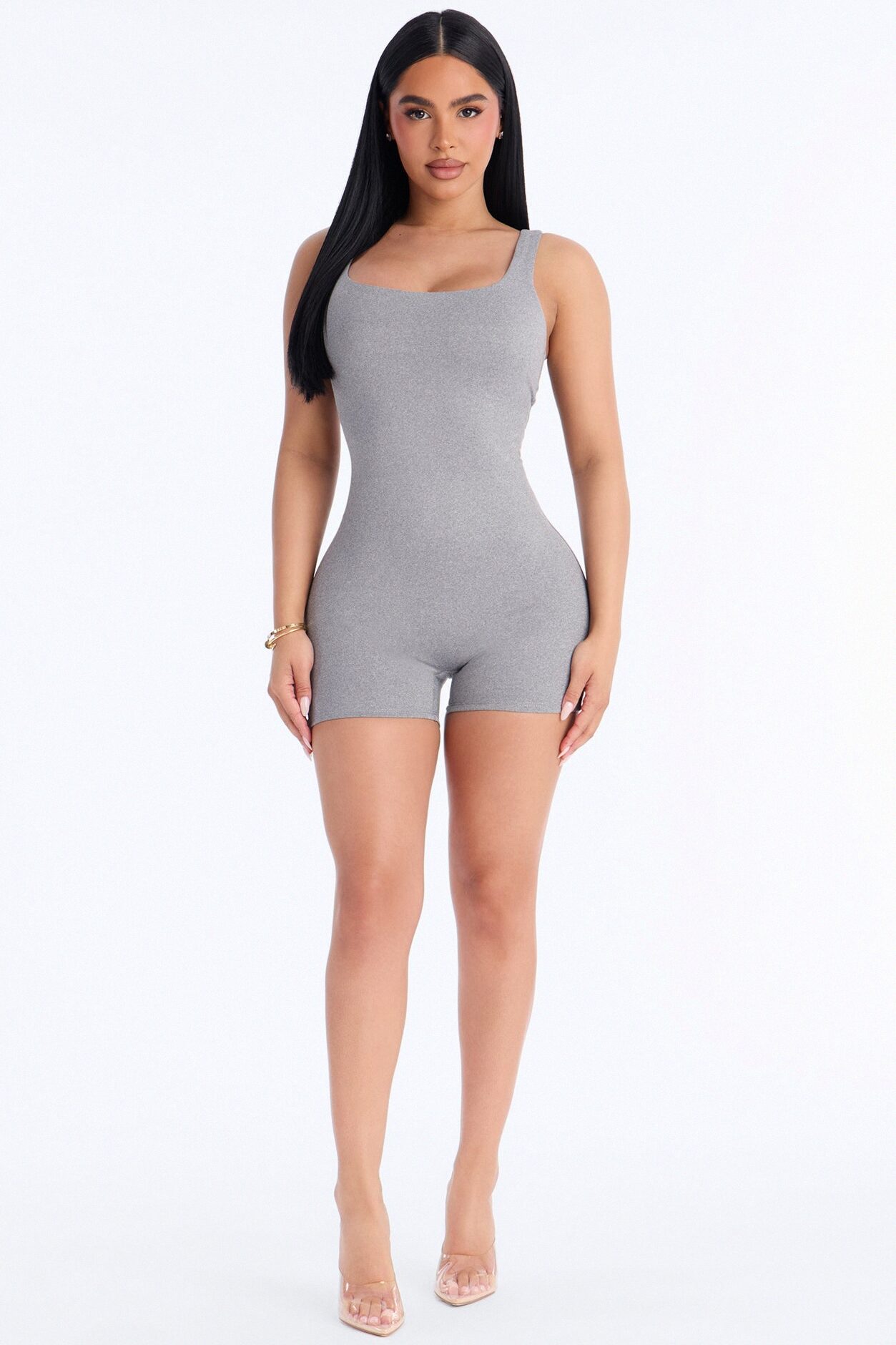 Full Form Double layer Romper - Charcoal