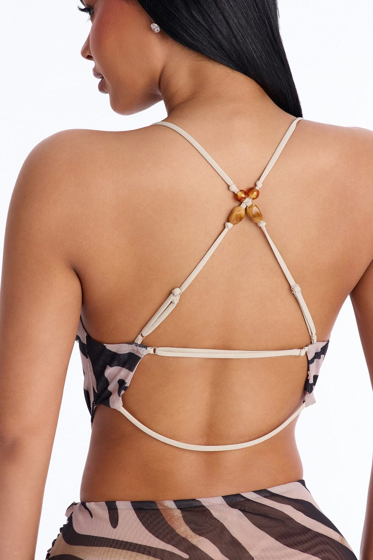 Zakia Zebra Mesh Mini Dress - Taupe/combo