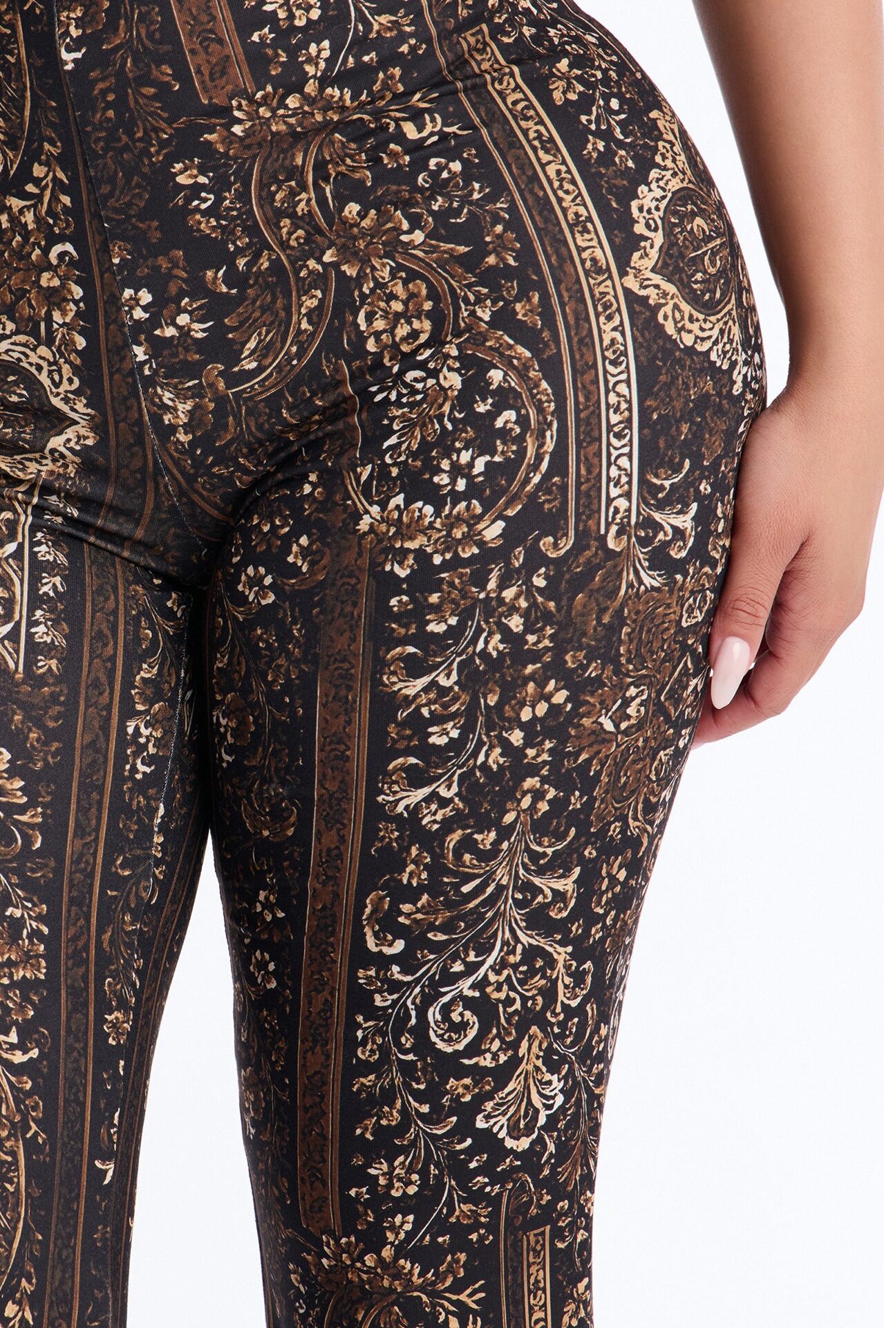 Boho Dreams Abstract Paisley Flare Pant - Brown/combo