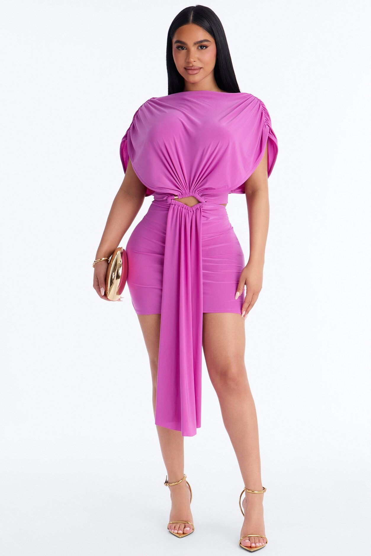 Brandi Cut Out Micro Mini Dress - Magenta