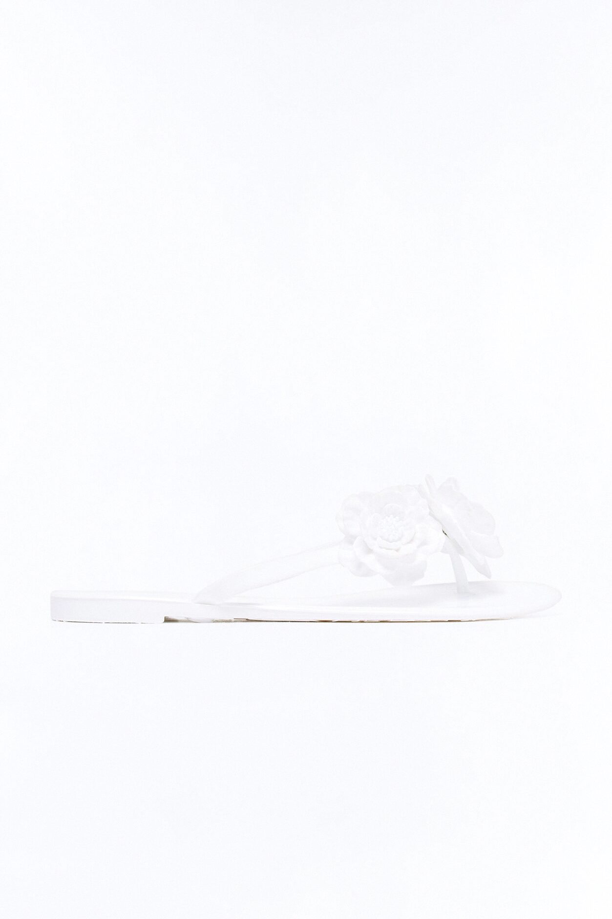 Frenchie Flower Flip Flops - White