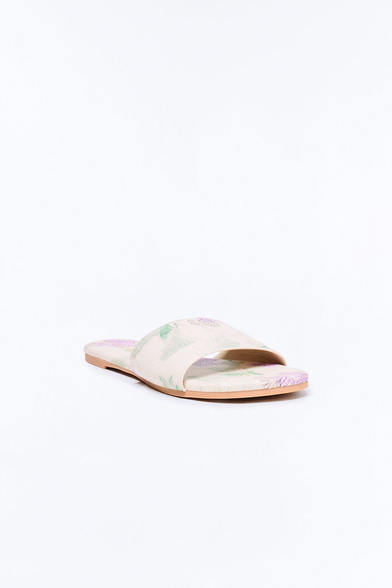 Nully Floral Slip On Sandals - Cream