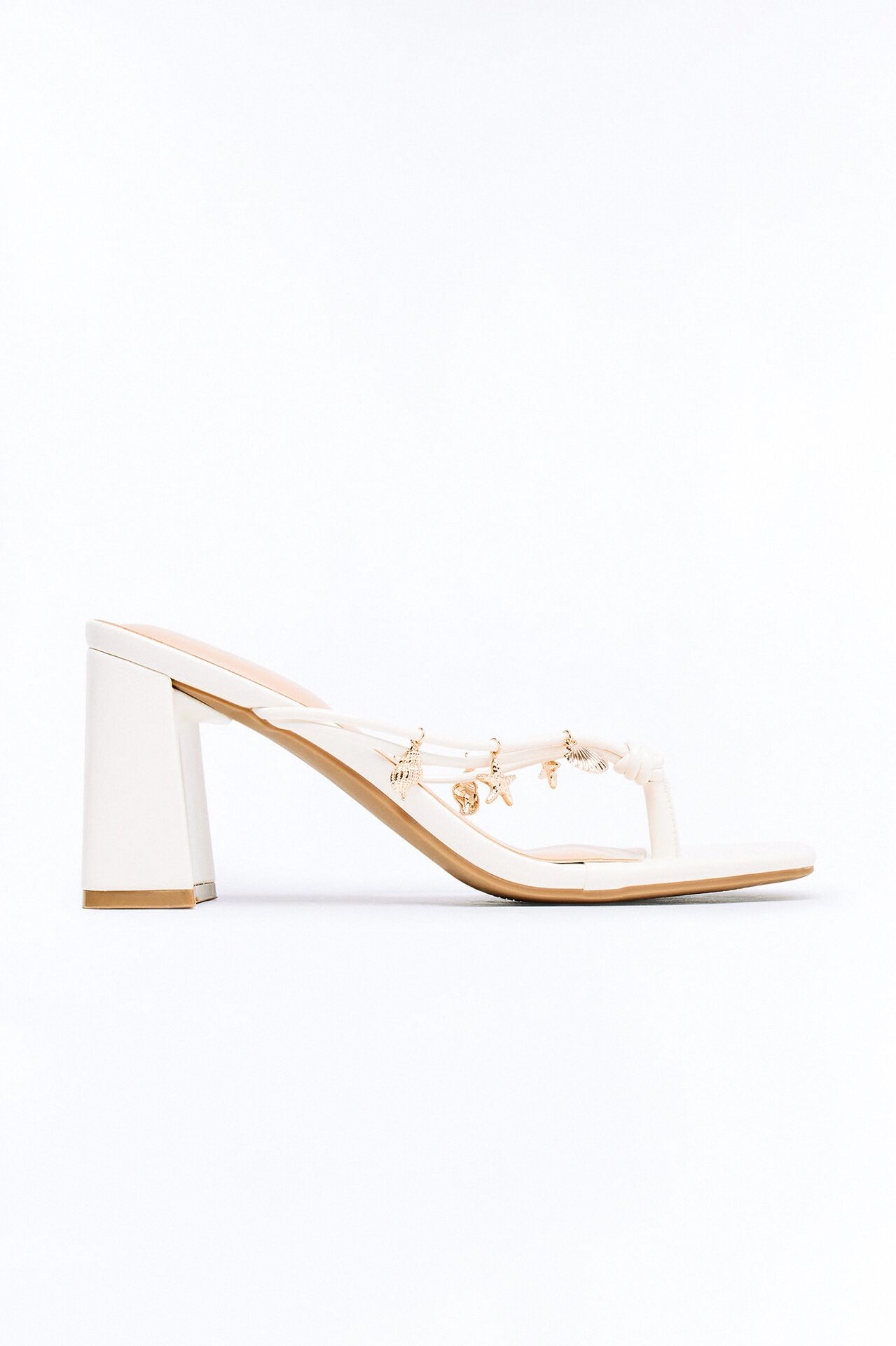 Bayside Seashell Charm Thong Heels - White