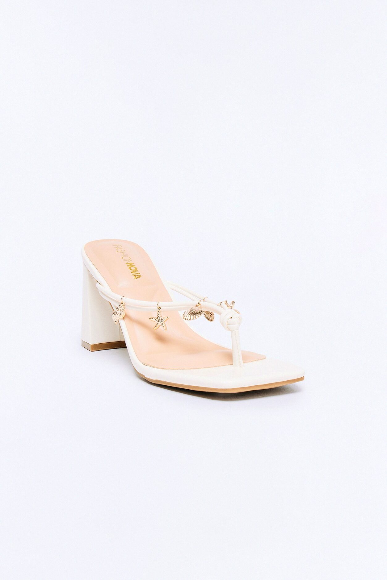 Bayside Seashell Charm Thong Heels - White