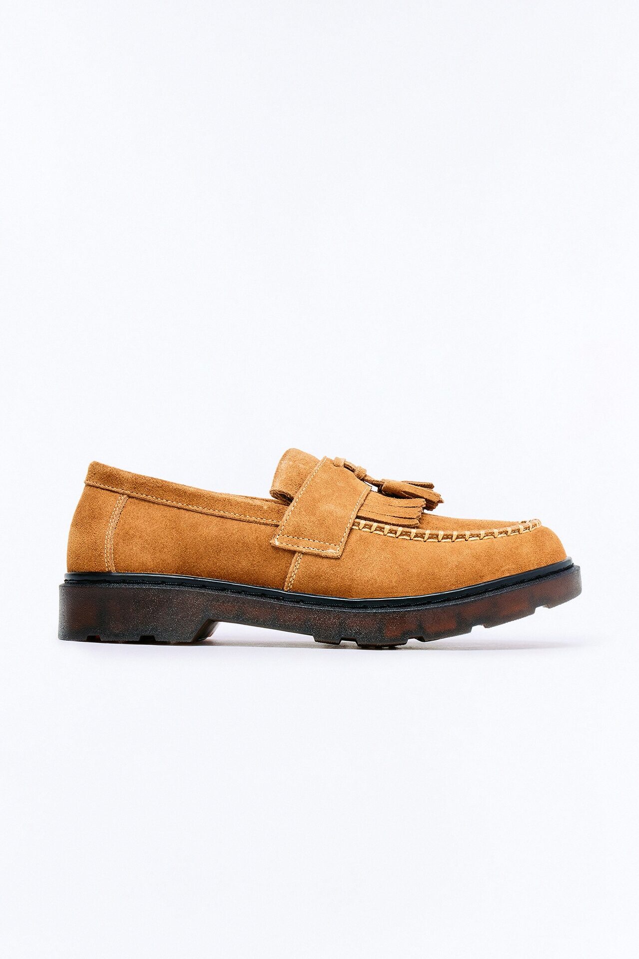 Genuine Suede Tassel Loafer - Brown
