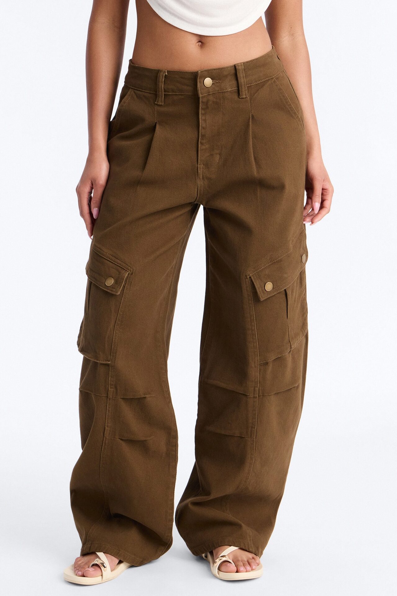 Open Ranks Stretch Cargo Jeans - Olive